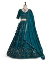 Teal Color Sequence Embroidery Lehenga Choli for Wedding Function