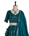 Teal Color Sequence Embroidery Lehenga Choli for Wedding Function