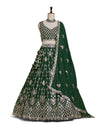 Green color Sequence & Thread Embroidery work Designer Wedding Lehenga Choli