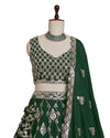 Green color Sequence & Thread Embroidery work Designer Wedding Lehenga Choli