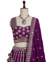 Wine Lehenga Choli with Embroidery, Thread & Sequin Work, Pleated Pettan Style