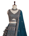 Teal Blue Lehenga Choli with Intricate Thread, Sequin, and Zari Work – Perfect for Weddings & Parties