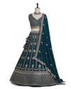 Teal Blue Lehenga Choli with Intricate with Zari and Sequin Work Perfect for Weddings & Parties