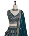 Teal Blue Lehenga Choli with Intricate with Zari and Sequin Work Perfect for Weddings & Parties