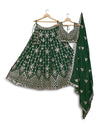 Green color Sequence & Thread Embroidery work Designer Wedding Lehenga Choli