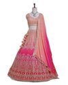 shaded pink-to-peach lehenga set with Intricate Sequin, and Zari Work – Perfect for Weddings & Parties