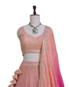 shaded pink-to-peach lehenga set with Intricate Sequin, and Zari Work – Perfect for Weddings & Parties