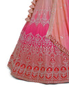 shaded pink-to-peach lehenga set with Intricate Sequin, and Zari Work – Perfect for Weddings & Parties