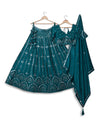 Teal Color Sequence Embroidery Lehenga Choli for Wedding Function