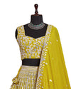 Muddy Yellow Color Sequence Embroidery Lehenga Choli for Wedding Function